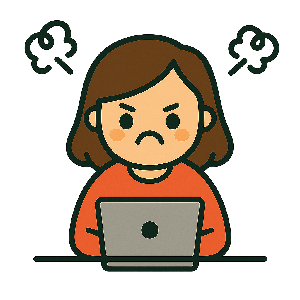 Frustrated store owner looking at analytics